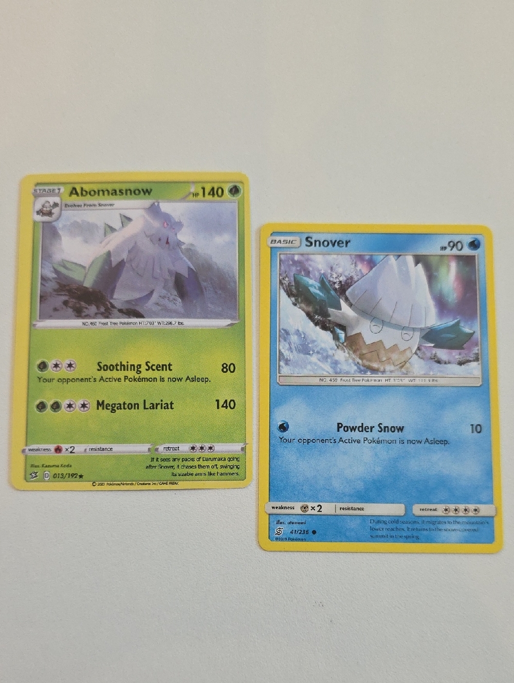 Pokemon Abomasnow And Snover Trading Cards